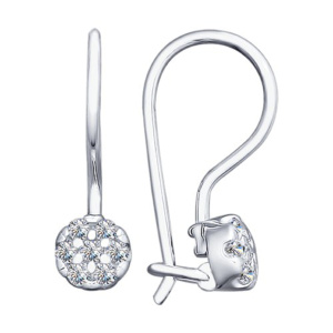 Серьги из серебра 925 пробы с фианитом SOKOLOV 94021307