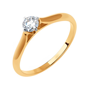 Кольцо из золота 585 пробы с фианитом SOKOLOV 018592