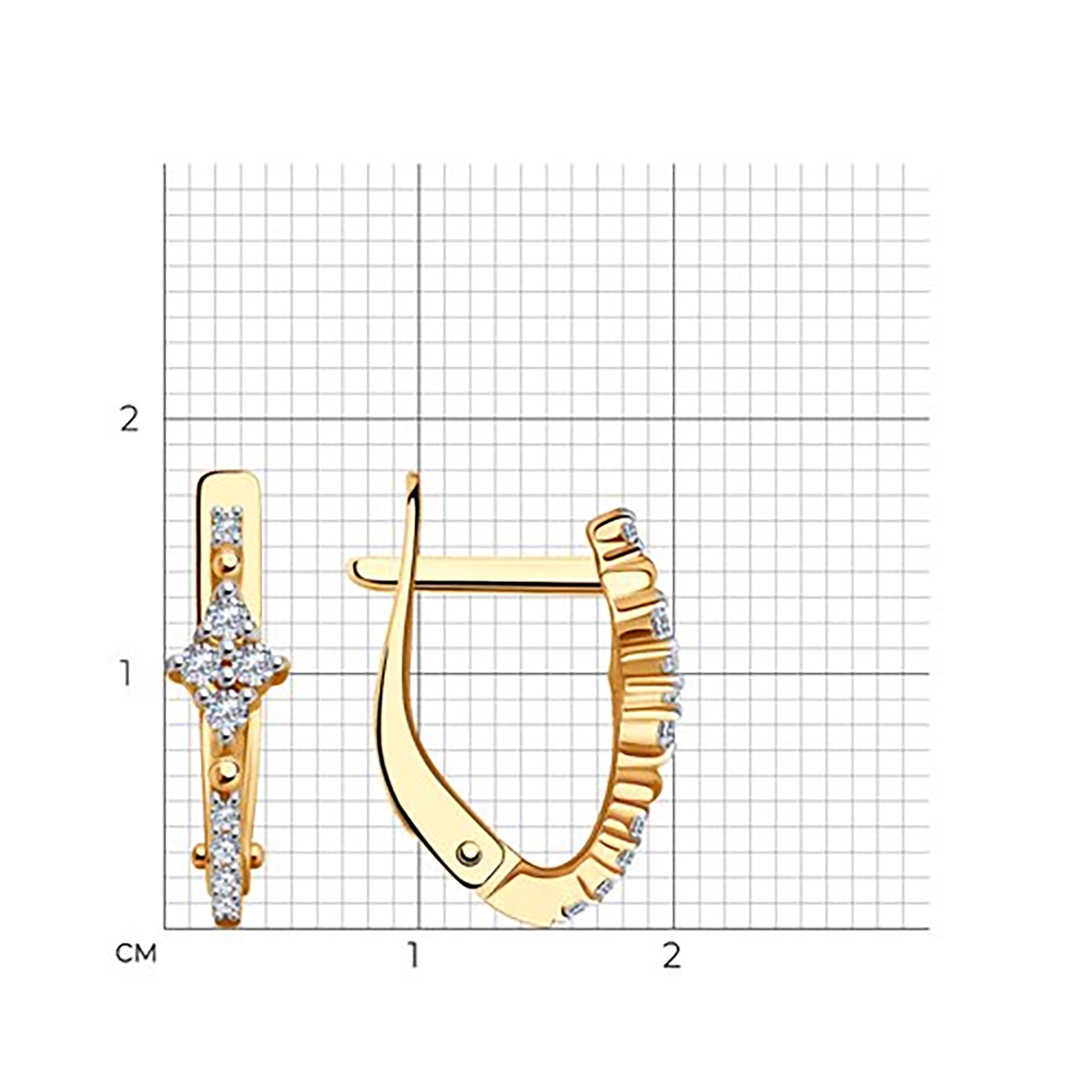 Серьги из золота 585 пробы с фианитом SOKOLOV 51-120-02399-1 Золото 585 пр.