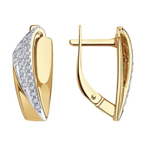 Серьги из золота 585 пробы с фианитом SOKOLOV 51-120-00956-1