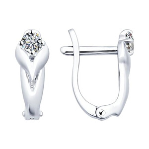 Серьги из серебра 925 пробы с фианитом SOKOLOV 94021824