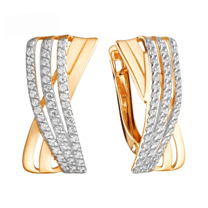 Серьги из золота 585 пробы с фианитом АЛЕКСАНДРА ЮЗ кл3828а-01