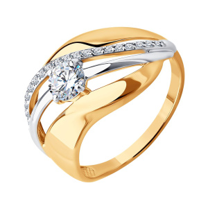 Кольцо из золота 585 пробы с фианитом SOKOLOV 019554