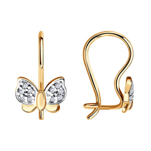 Серьги из золота 585 пробы с фианитом SOKOLOV 026865