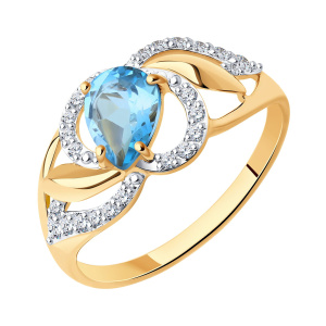 Кольцо из золота 585 пробы с топазом SOKOLOV 714457