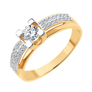 Кольцо из золота 585 пробы с фианитом SOKOLOV 018509