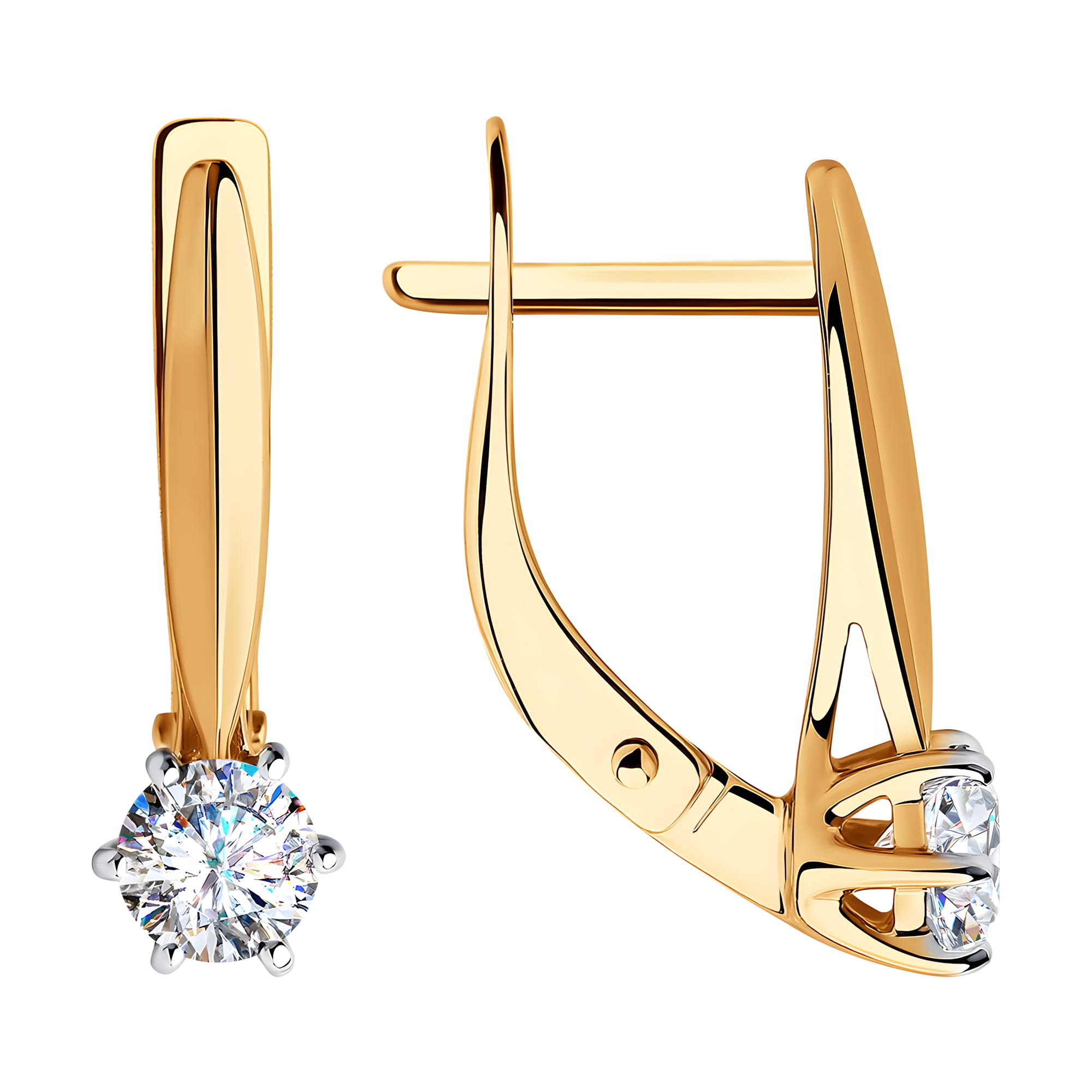 Серьги из золота 585 пробы с фианитом SOKOLOV 028317 Золото 585 пр.