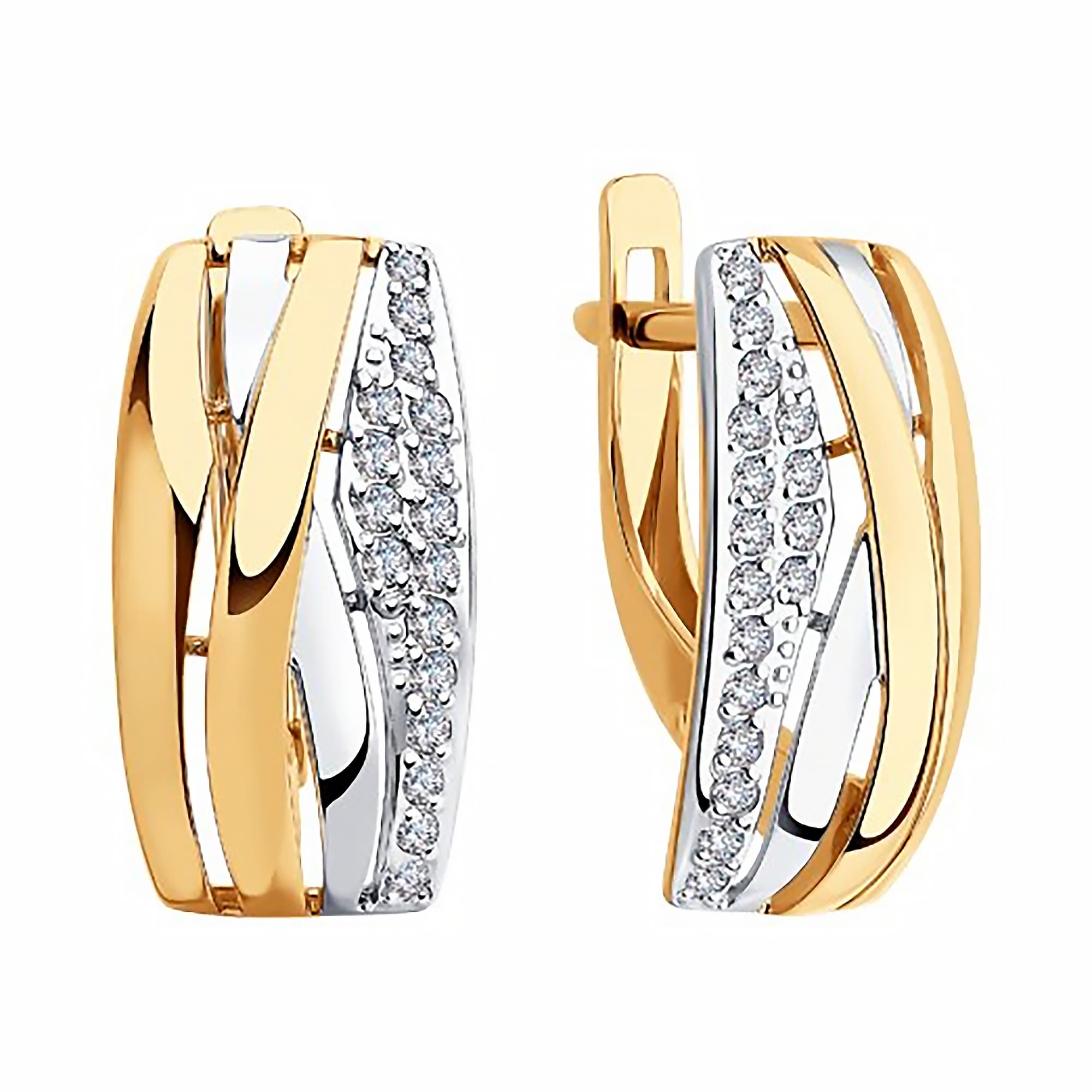 Серьги из золота 585 пробы с фианитом DIAMANT 51-120-00231-1 