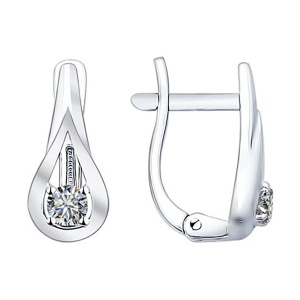 Серьги из серебра 925 пробы с фианитом SOKOLOV 94021825