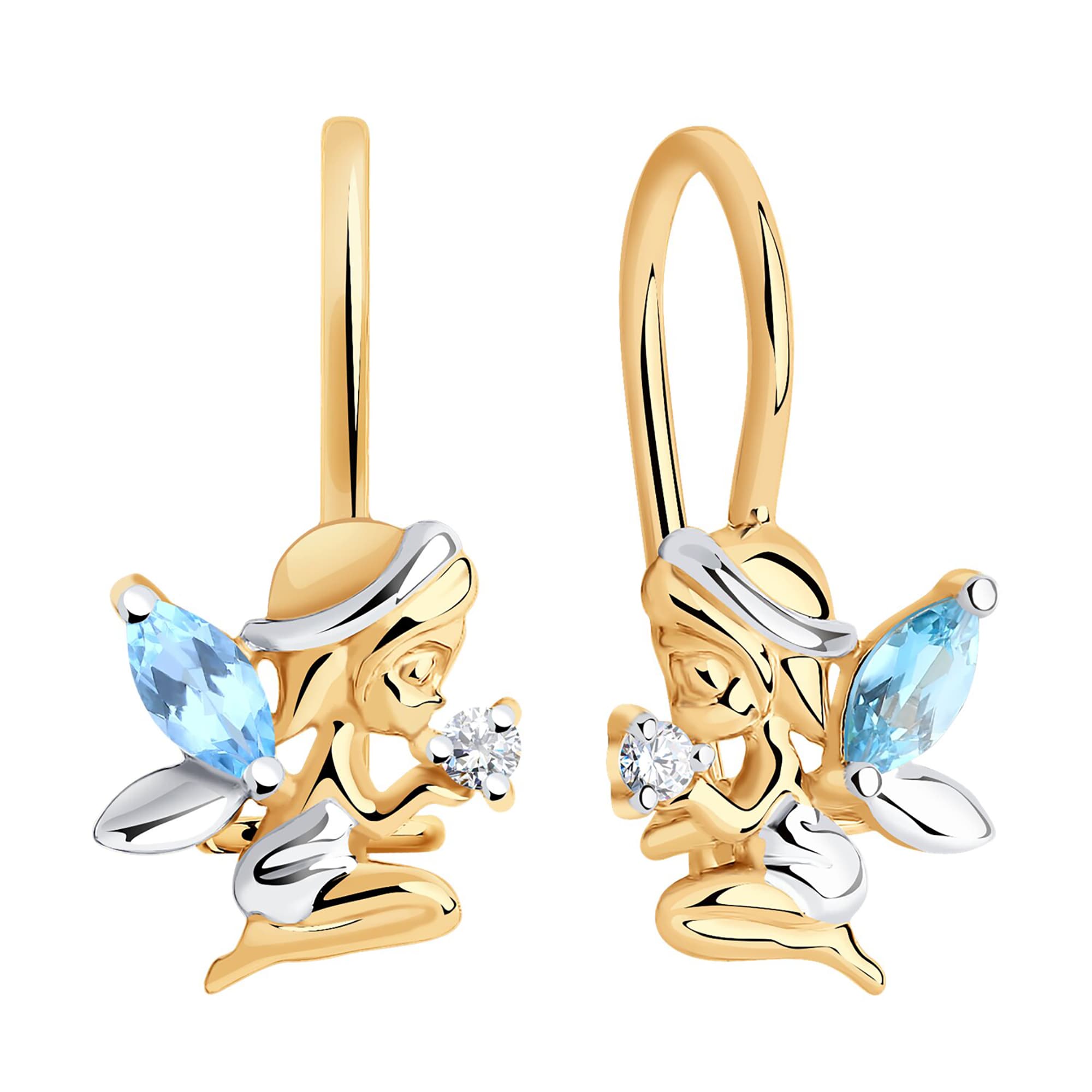 Серьги из золота 585 пробы с топазом SOKOLOV 727381 Золото 585 пр.