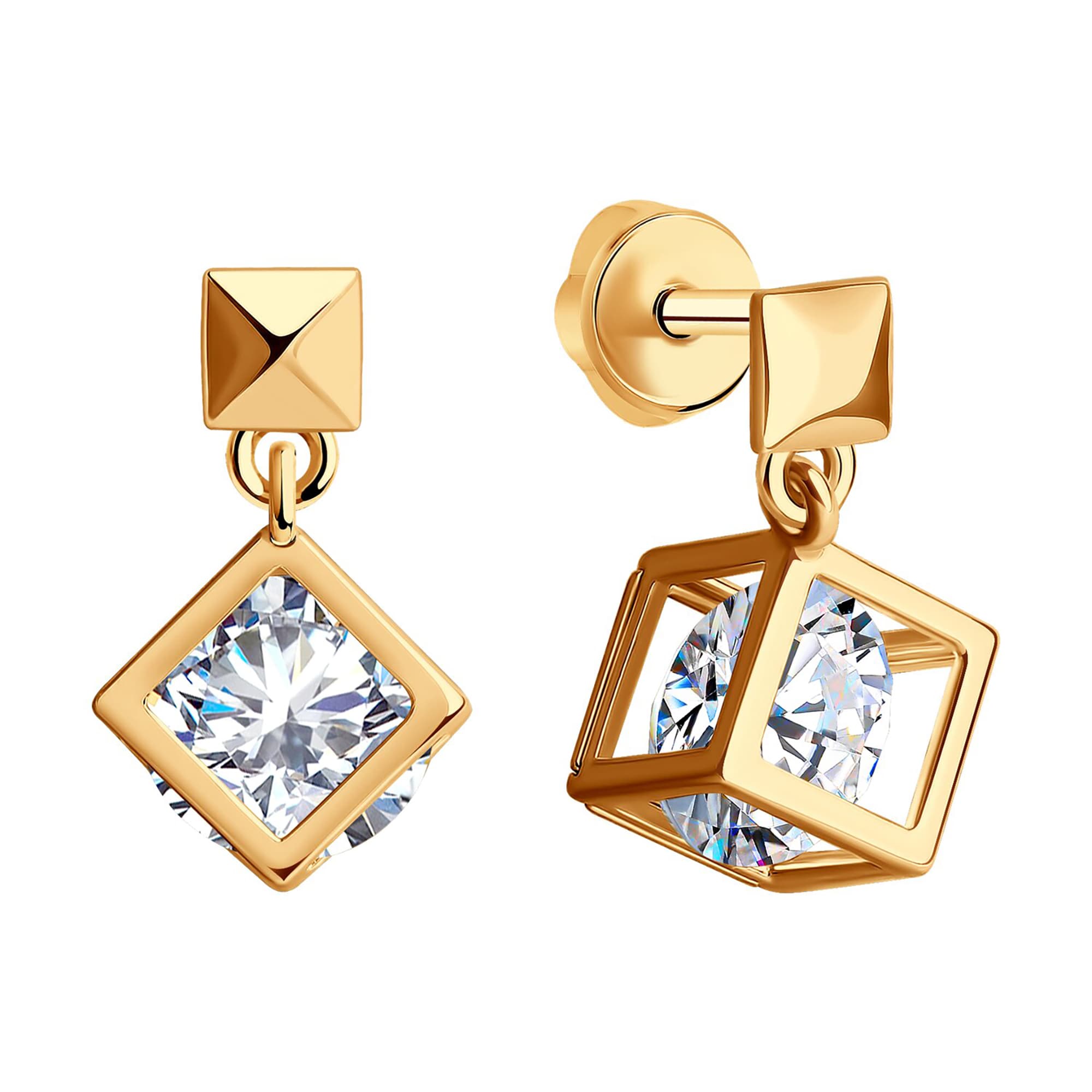 Серьги из золота 585 пробы с фианитом SOKOLOV 029595 