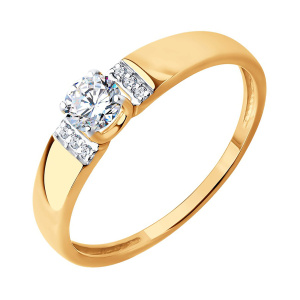 Кольцо из золота 585 пробы с фианитом SOKOLOV 019561