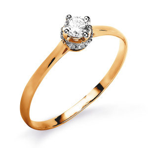 Кольцо из золота 585 пробы с фианитом KARATOV Т142015542