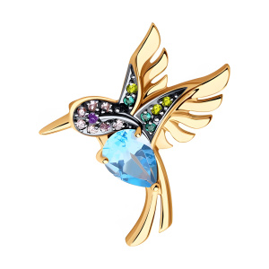 Брошь из золота 585 пробы с топазом SOKOLOV 740388