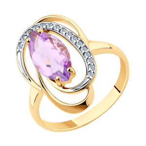 Кольцо из золота 585 пробы с аметистом SOKOLOV 715976