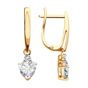 Серьги из золота 585 пробы с фианитом SOKOLOV 0200439