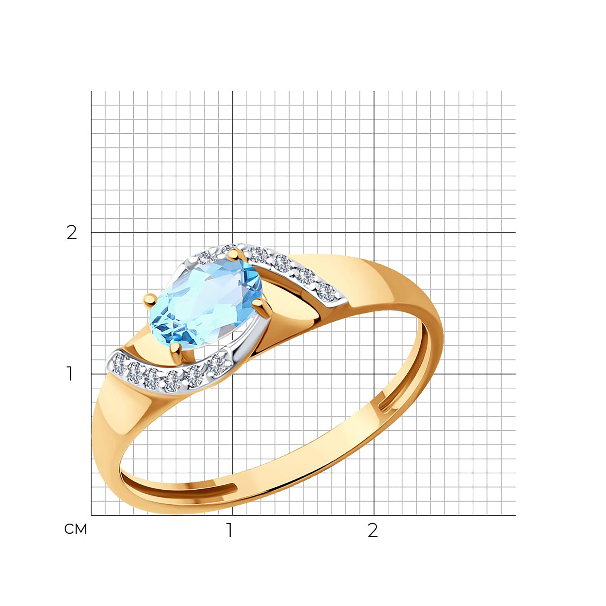 Кольцо из золота 585 пробы с топазом SOKOLOV 716971 Золото 585 пр.