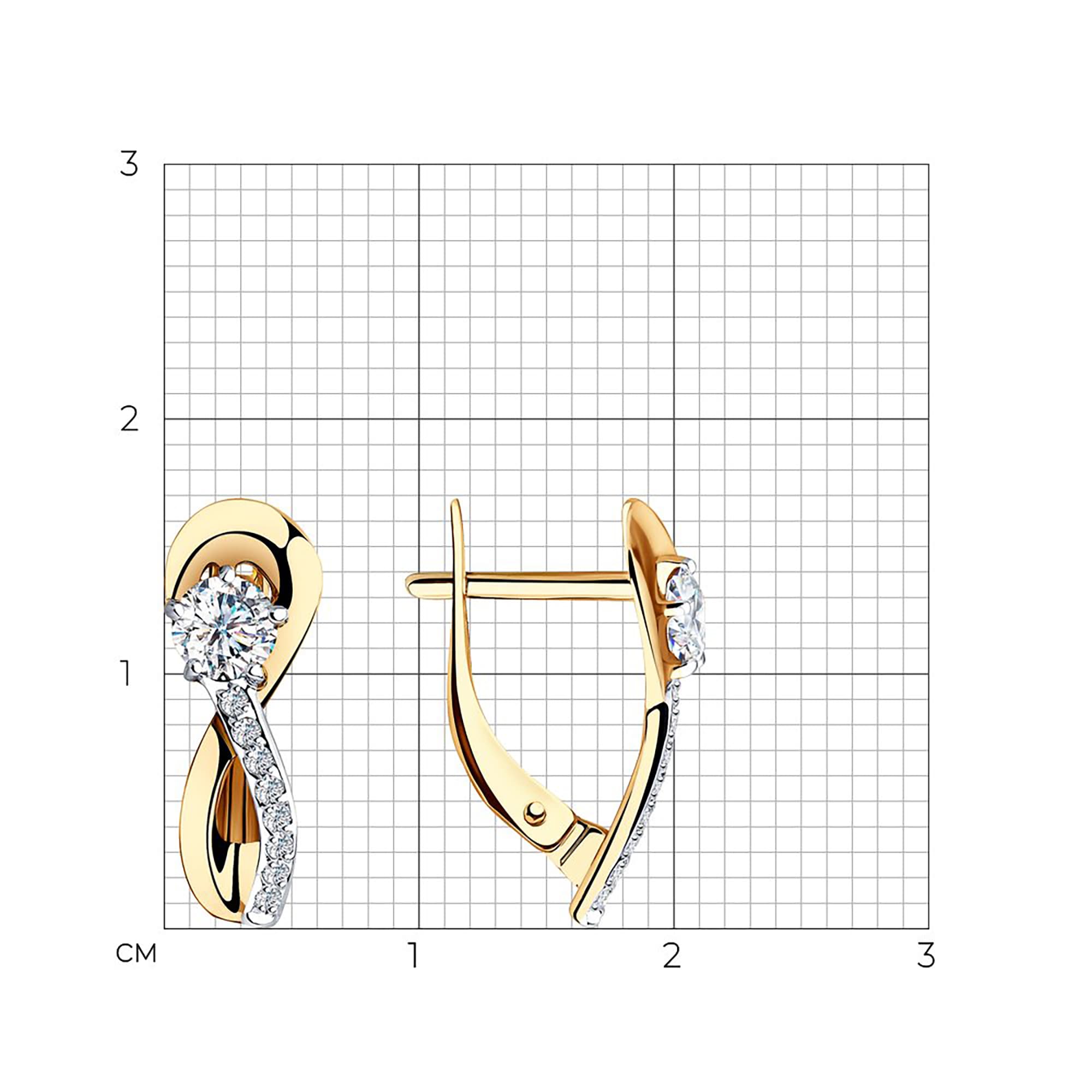 Серьги из золота 585 пробы с фианитом SOKOLOV 028192 Золото 585 пр.