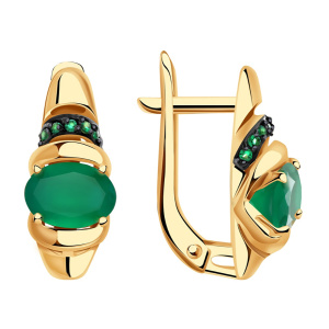 Серьги из золота 585 пробы с агатом АЛЕКСАНДРА ЮЗ кл2898а-12-01