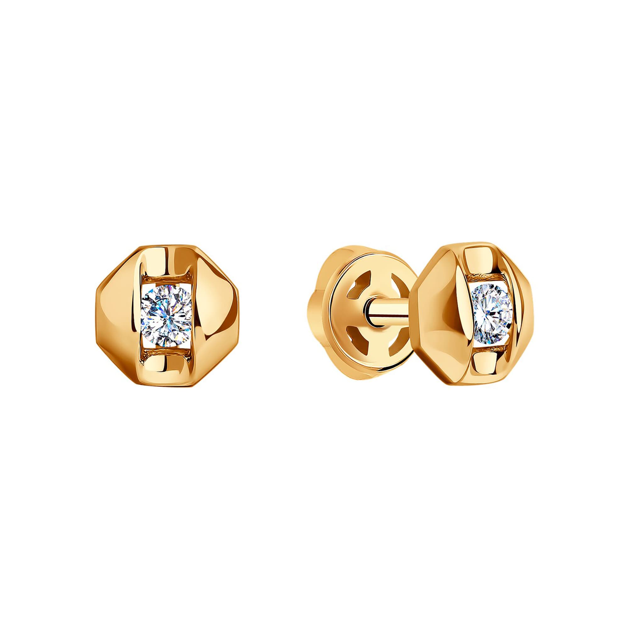 Серьги из золота 585 пробы с фианитом SOKOLOV 028923 Золото 585 пр.