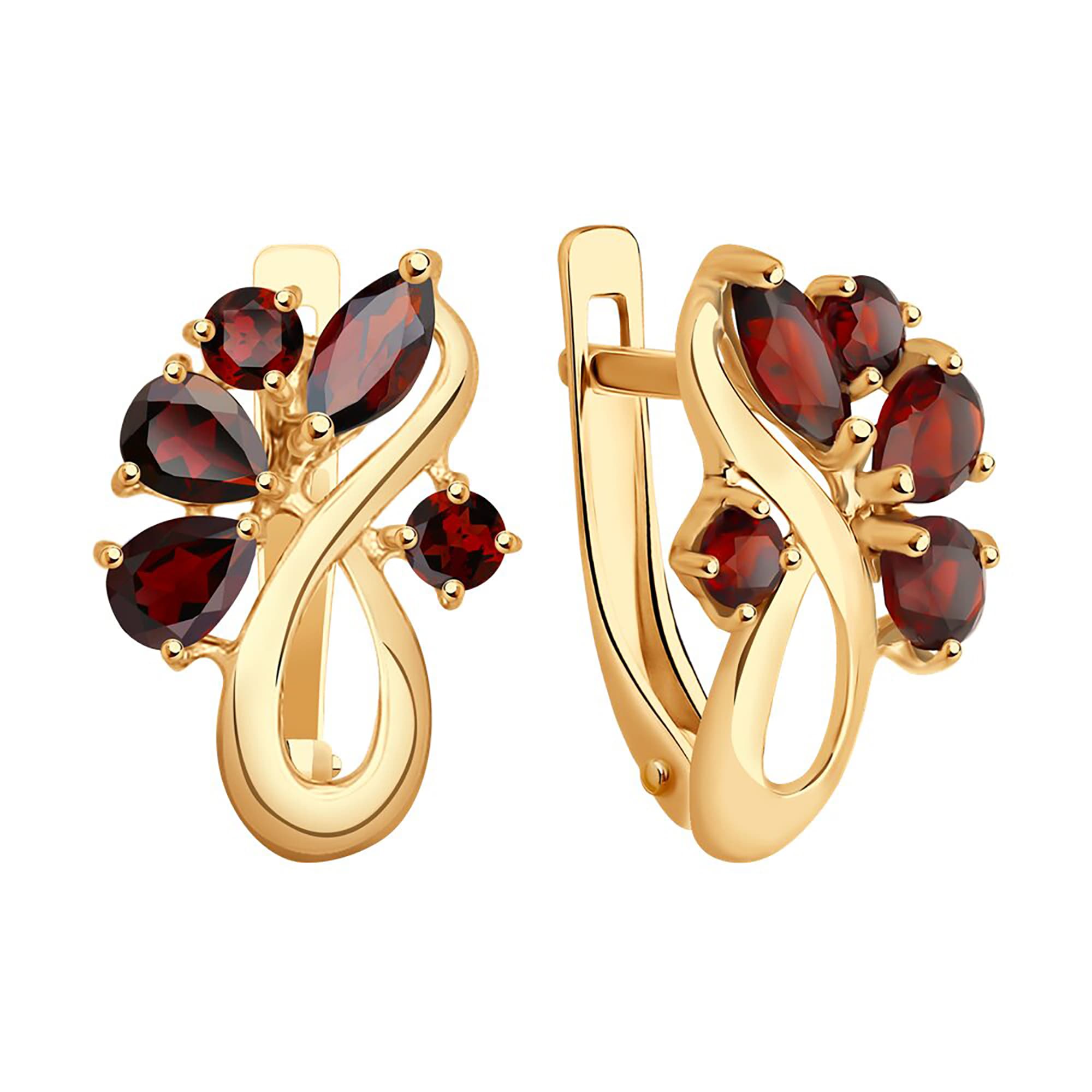 Серьги из золота 585 пробы с гранатом SOKOLOV 724752 Золото 585 пр.