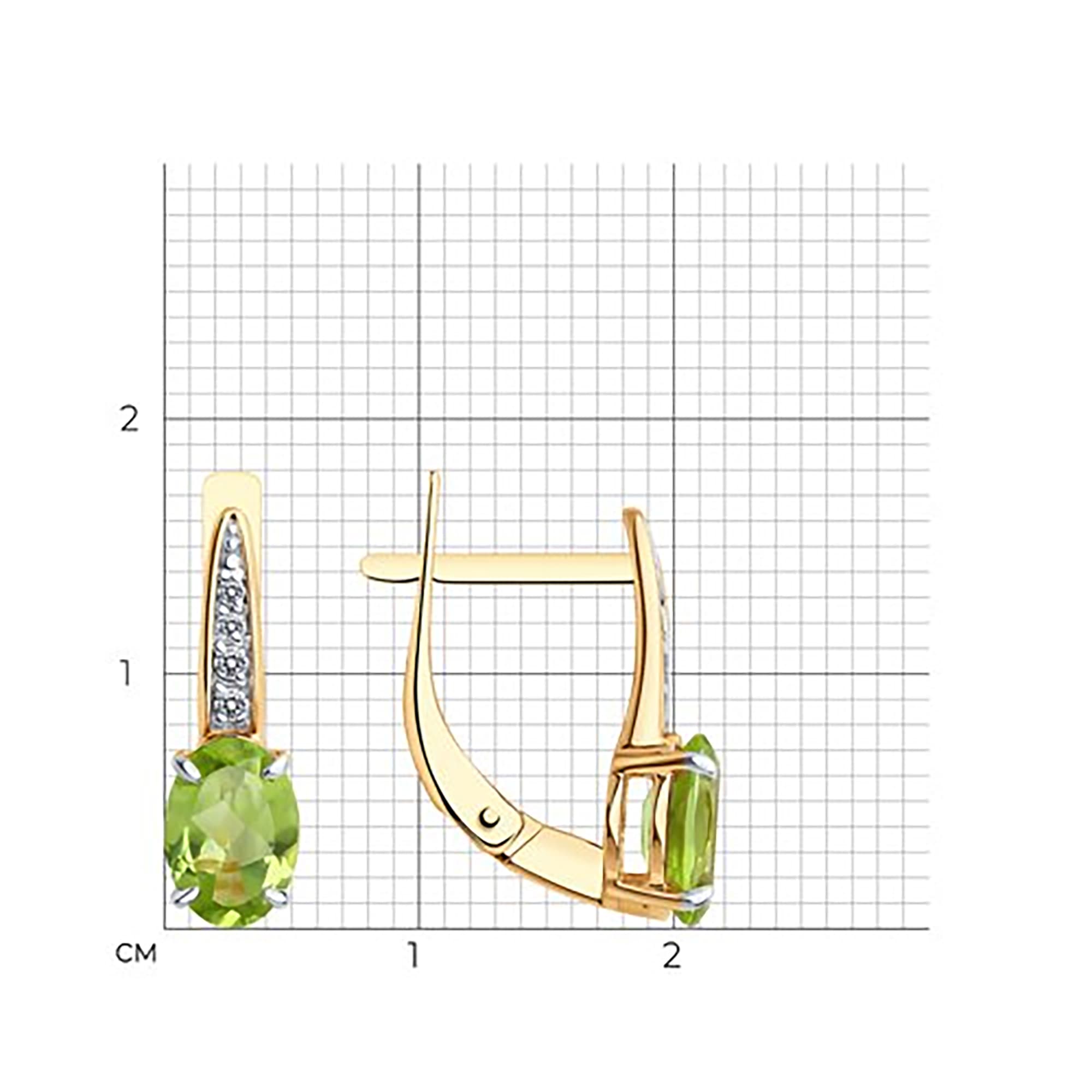 Серьги из золота 585 пробы с хризолитом SOKOLOV 51-320-01933-1 Золото 585 пр.