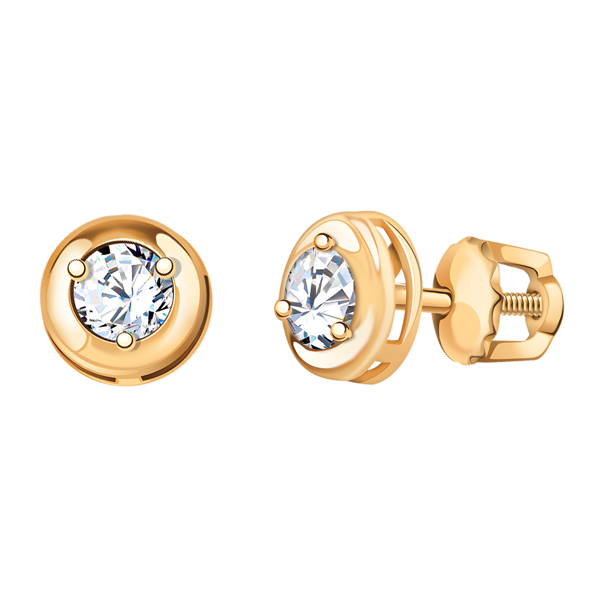 Серьги из золота 585 пробы с фианитом ATOLL 20462 Золото 585 пр.