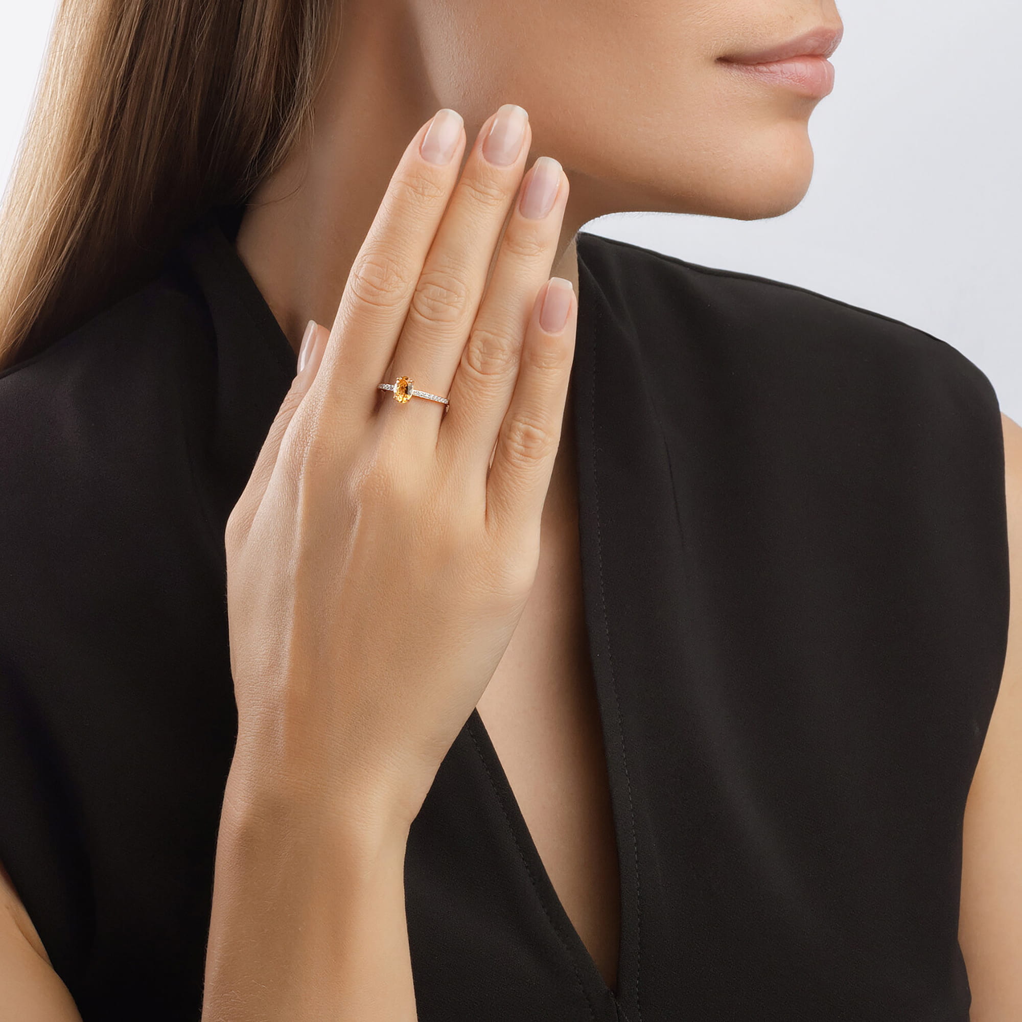 Кольцо из золота 585 пробы с цитрином SOKOLOV 716695 Золото 585 пр.