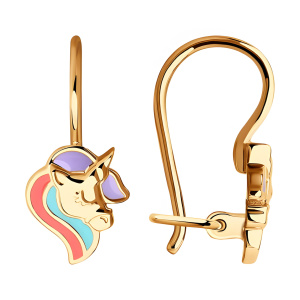 Серьги из золота 585 пробы с эмалью SOKOLOV 029485