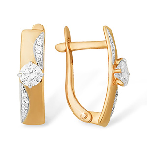 Серьги из золота 585 пробы с фианитом EFREMOV С1327869