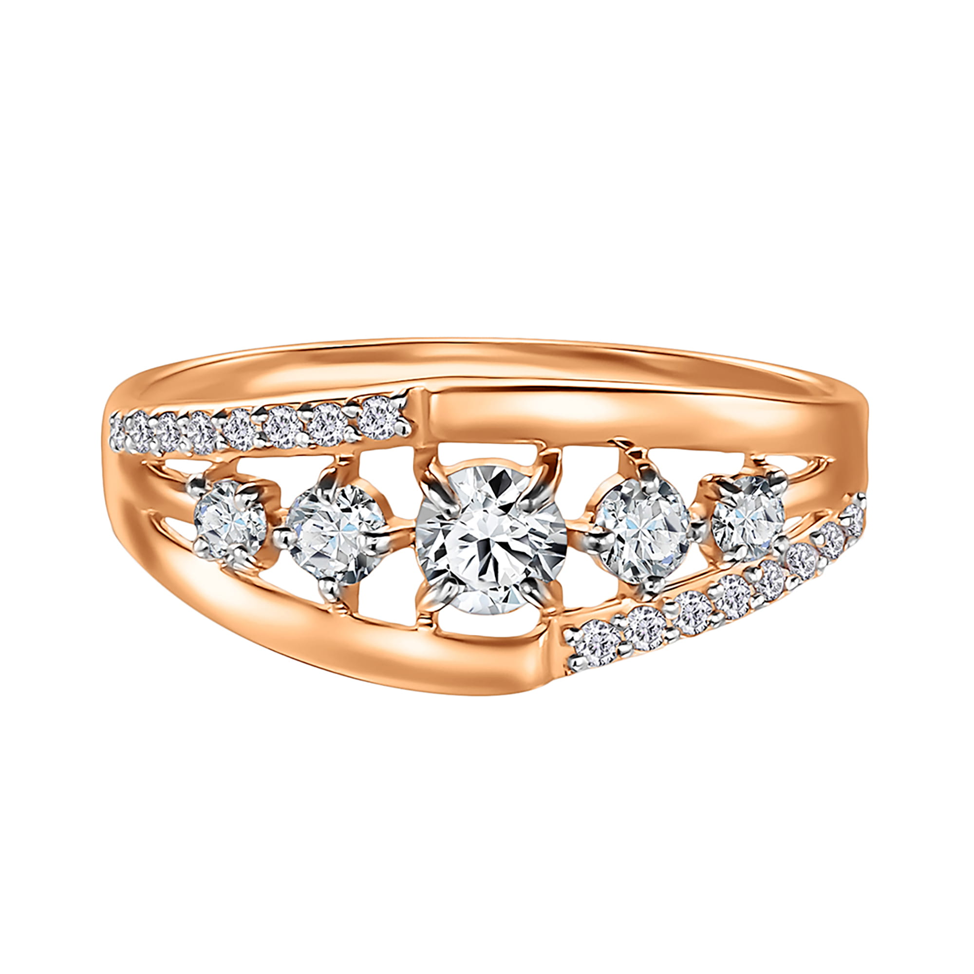 Кольцо из золота 585 пробы с фианитом ГОЛДЕН ГЛОБ КольцоКЛ-35/20,0/бцФ/з585 Золото 585 пр.