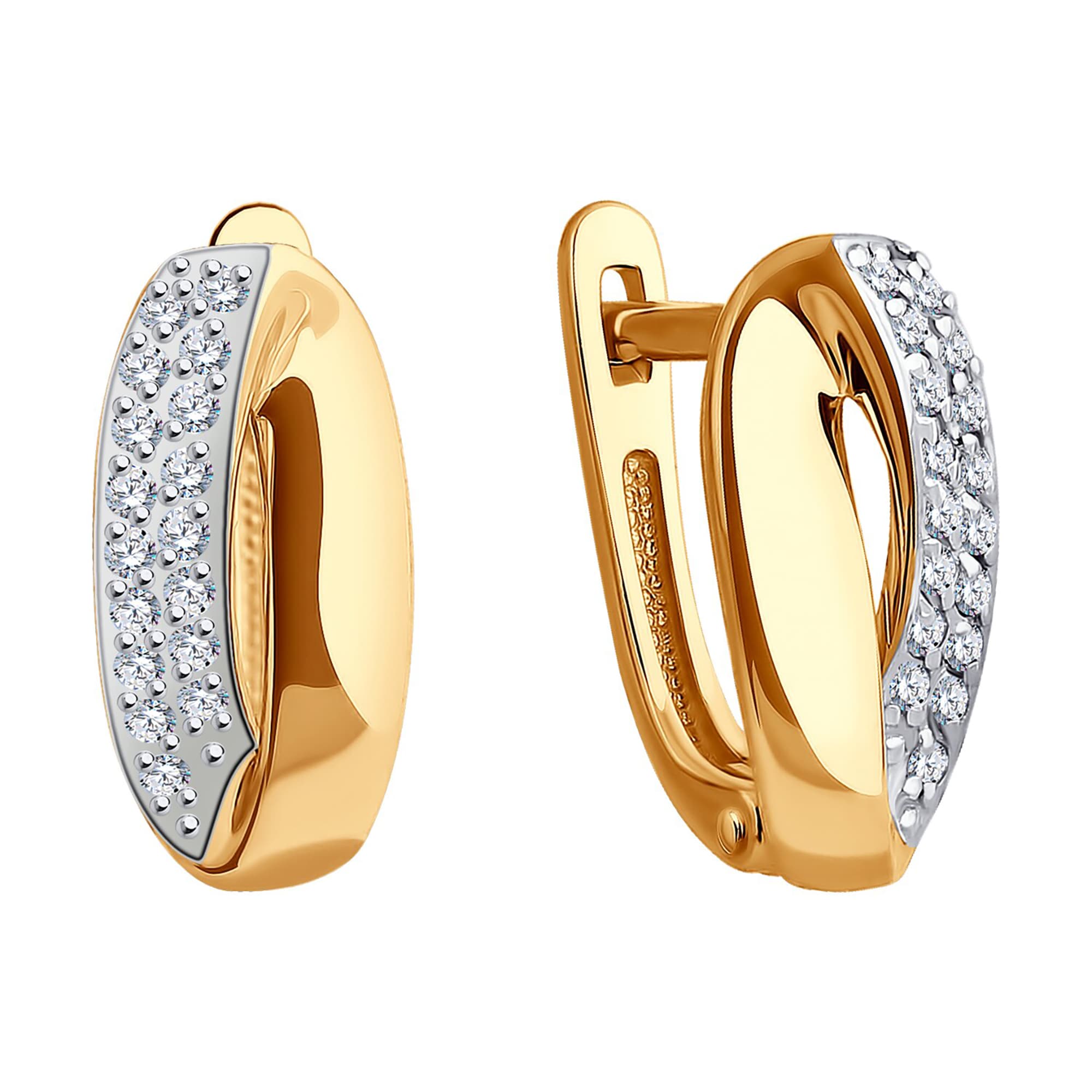 Серьги из золота 585 пробы с фианитом SOKOLOV 0200112 Золото 585 пр.