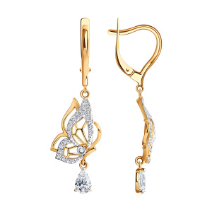 Серьги из золота 585 пробы с фианитом SOKOLOV 028796