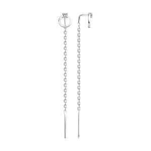 Серьги из серебра 925 пробы с фианитом SOKOLOV 94026633