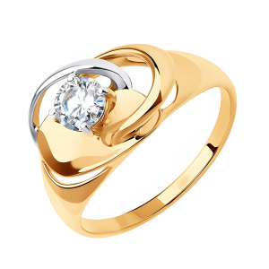 Кольцо из золота 585 пробы с фианитом SOKOLOV 018650