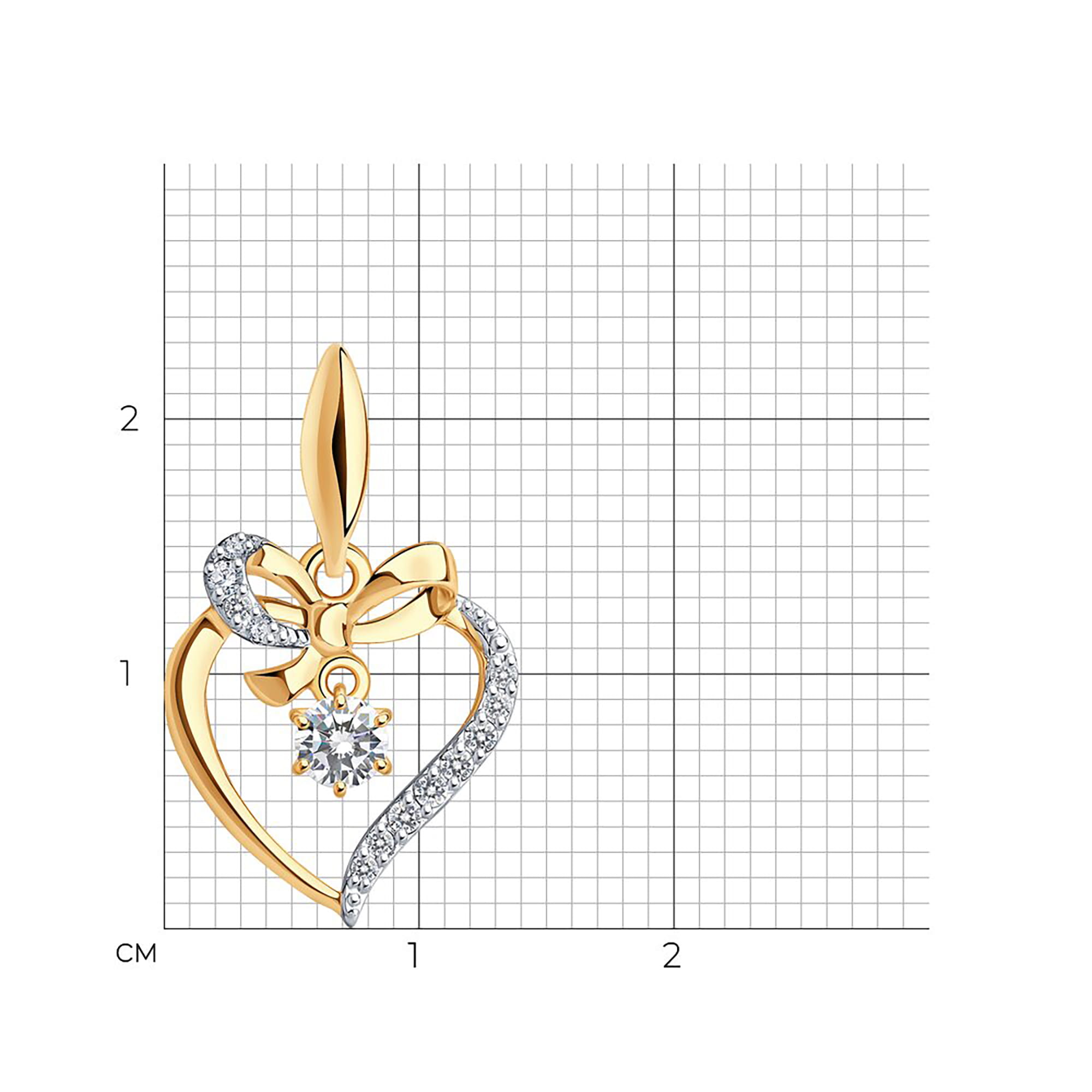 Кулон из золота 585 пробы с фианитом SOKOLOV 034797 Золото 585 пр.