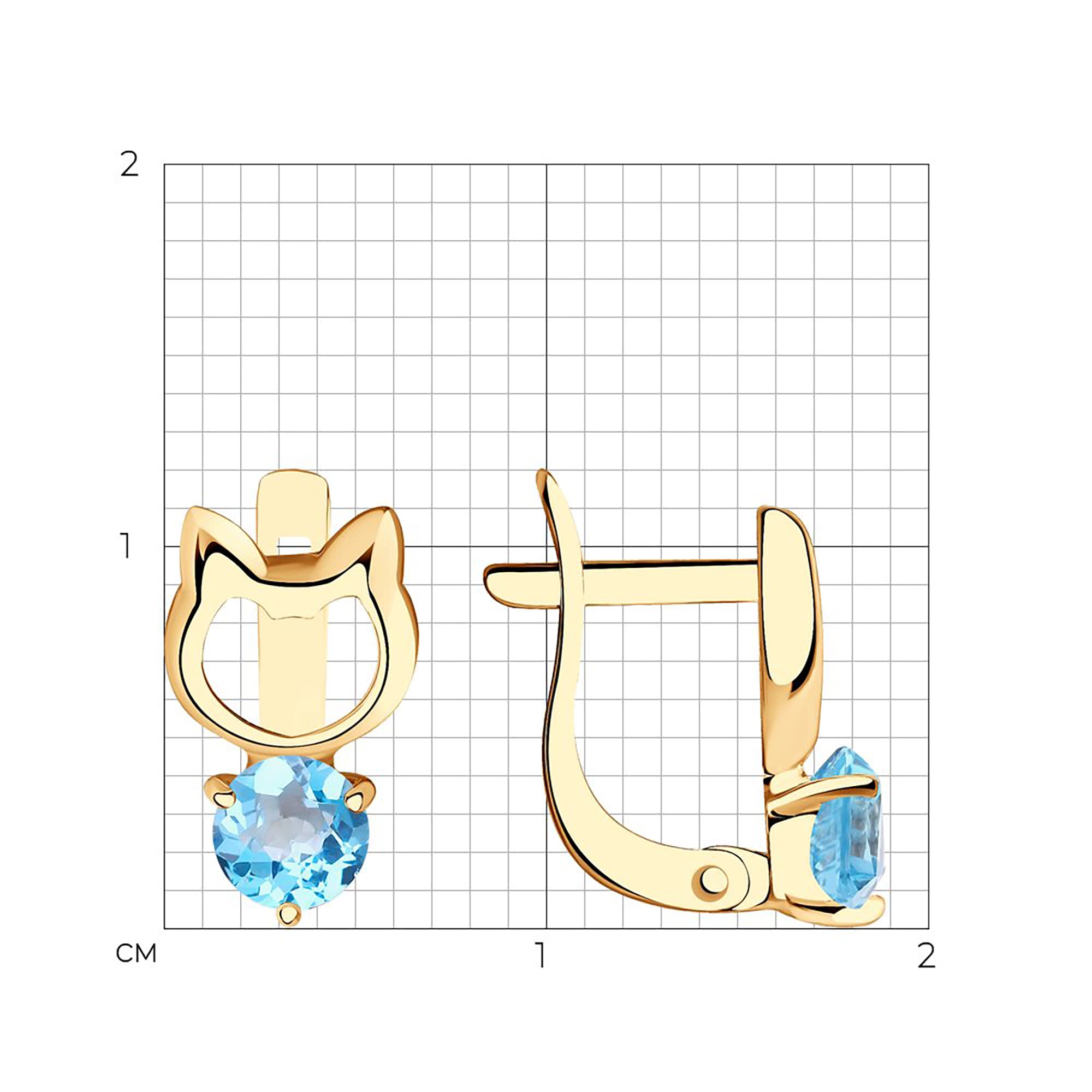 Серьги из золота 585 пробы с топазом SOKOLOV 726948 Золото 585 пр.