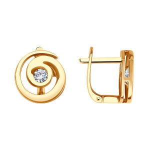 Серьги из золота 585 пробы с фианитом SOKOLOV 0200409