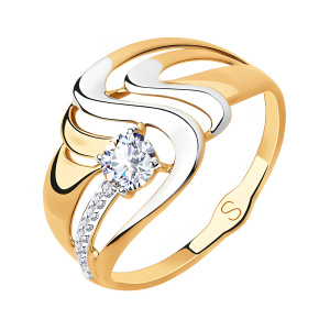 Кольцо из золота 585 пробы с фианитом SOKOLOV 018218