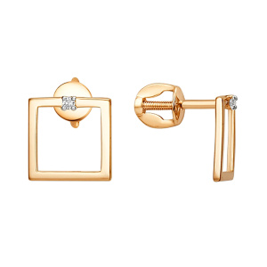 Серьги из золота 585 пробы с фианитом DINASTIA 016922-1102