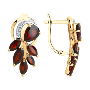 Серьги из золота 585 пробы с гранатом SOKOLOV 51-320-00353-1