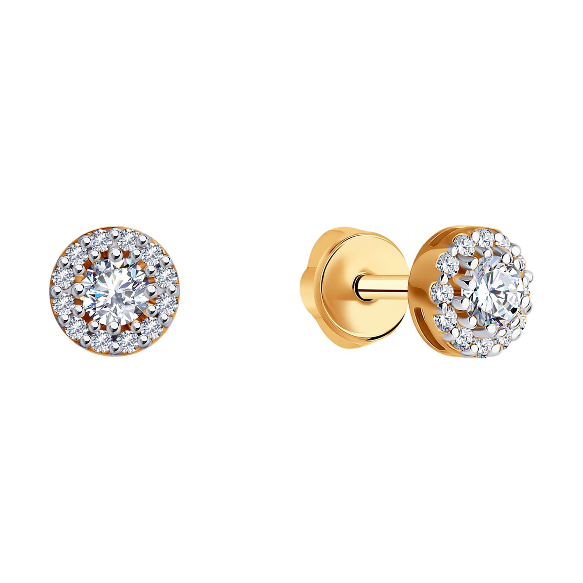 Серьги из золота 585 пробы с фианитом SOKOLOV 029940 