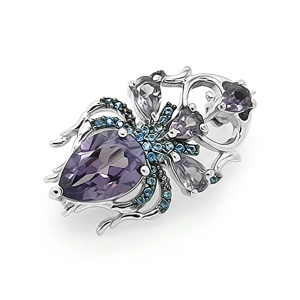 Брошь из серебра 925 пробы с александритом EVORA 636849
