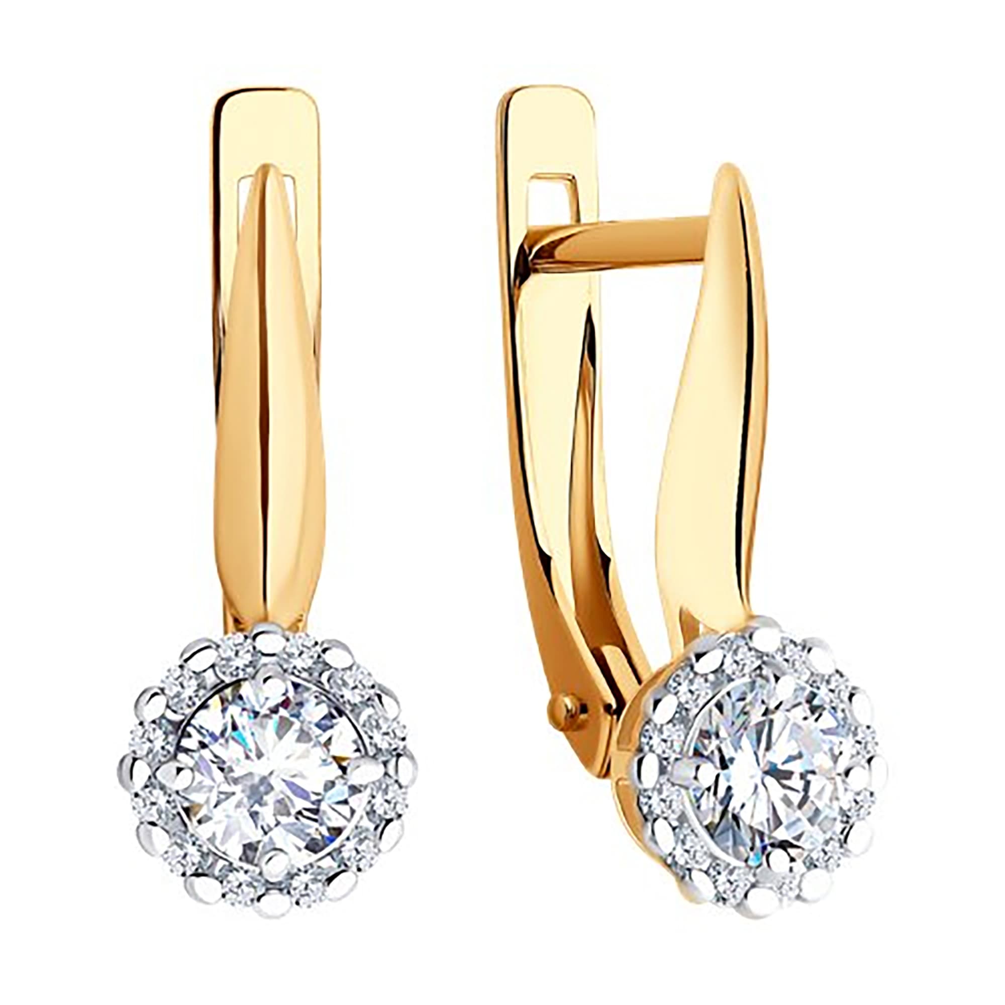 Серьги из золота 585 пробы с фианитом SOKOLOV 51-120-02211-1 Золото 585 пр.