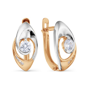 Серьги из золота 585 пробы с фианитом KARATOV Т142028784