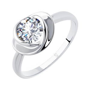 Кольцо из серебра 925 пробы с фианитом SOKOLOV 94012882