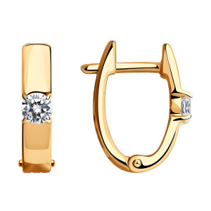 Серьги из золота 585 пробы с фианитом SOKOLOV 028655