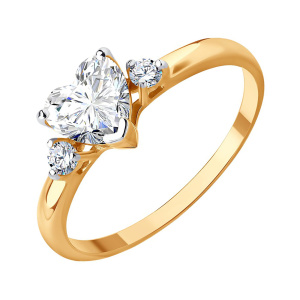 Кольцо из золота 585 пробы с фианитом SOKOLOV 019551