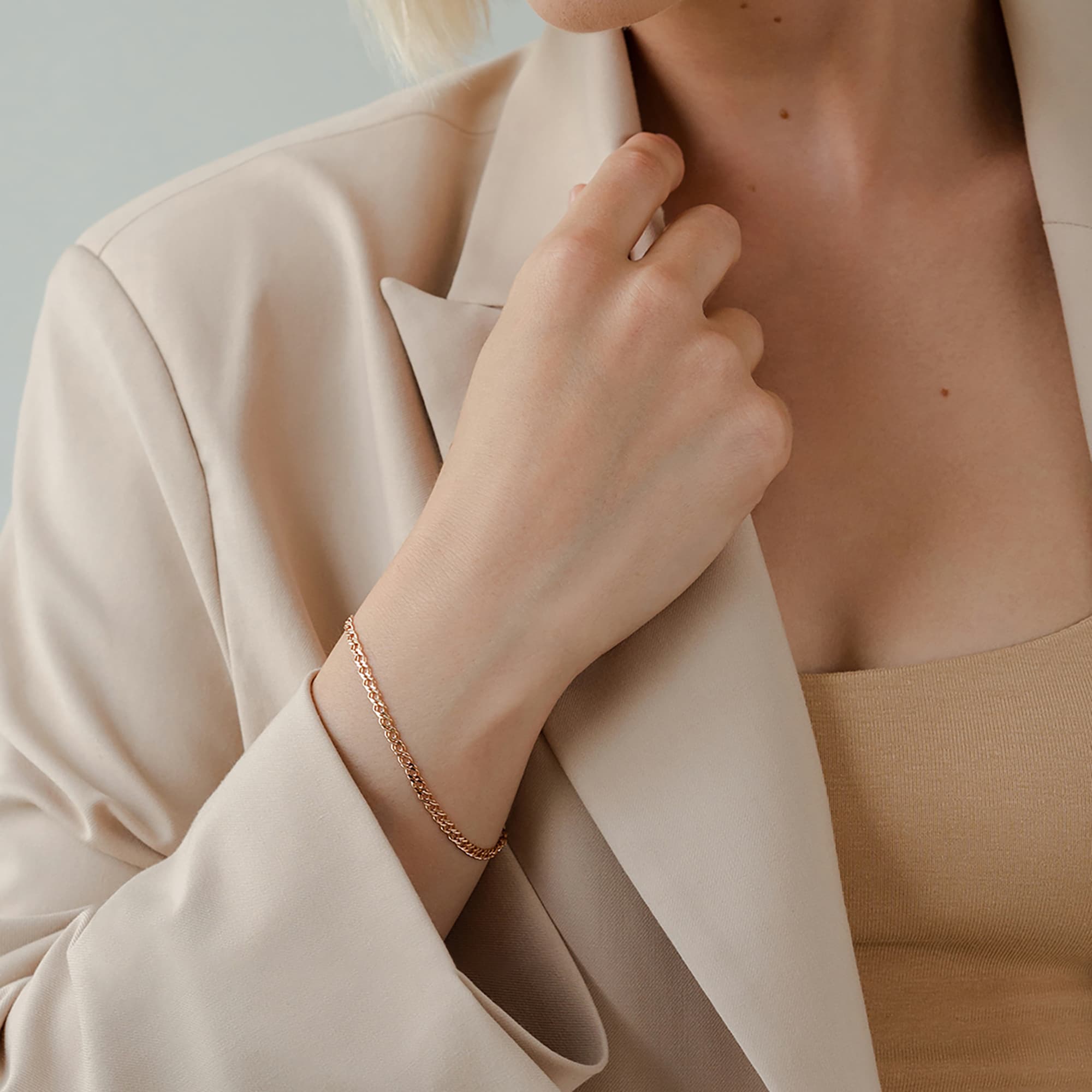 Браслет из золота 585 пробы KRASTSVETMET НБ 12-076ПГ d.0.60 