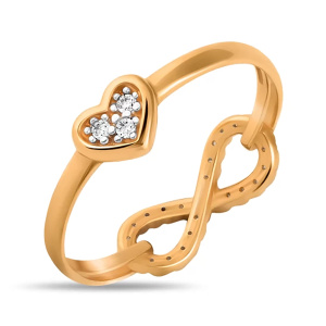 Кольцо из золота 585 пробы с фианитом SANIS 01-115265